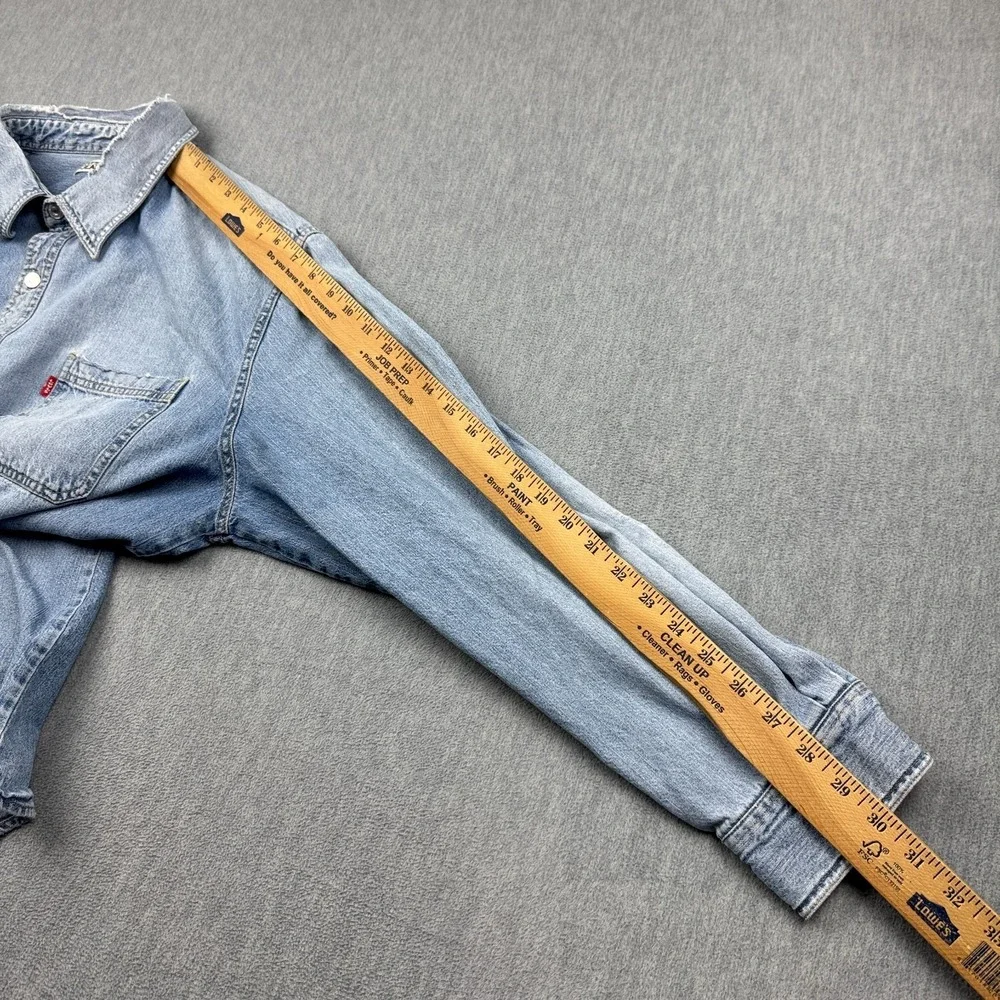 Vintage Levis Shirt Men 2XL XXL Blue Denim Metal Button Up Cotton  Western Rodeo